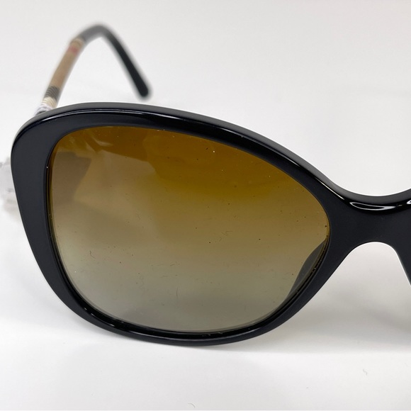 BURBERRY Signature Plaid Round Sunglasses NEW Black 57mm Rare - Picture 4 of 13